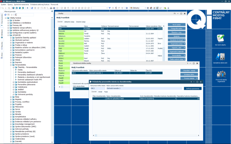 QI Vám umožní vyhodnocovať informácie o ľudských zdrojoch