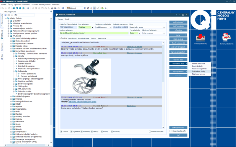 Požiadavky sú zaevidované, ďalej môžete sledovať ich stav
